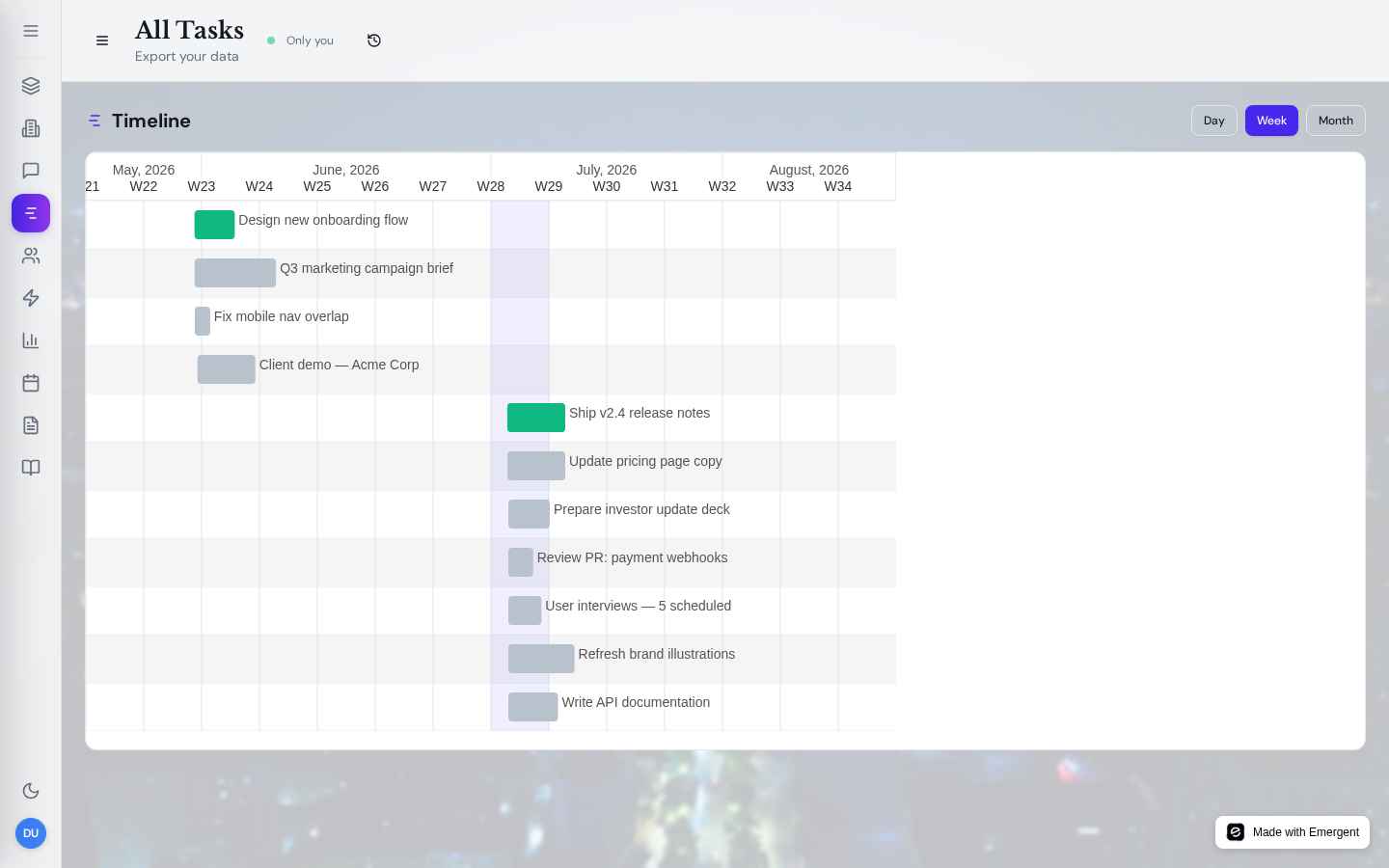 Gantt Timeline — Opero Smart
